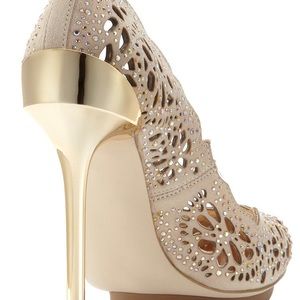 BCBGMAXAZRIA Peacock Cutout Embellished Pump